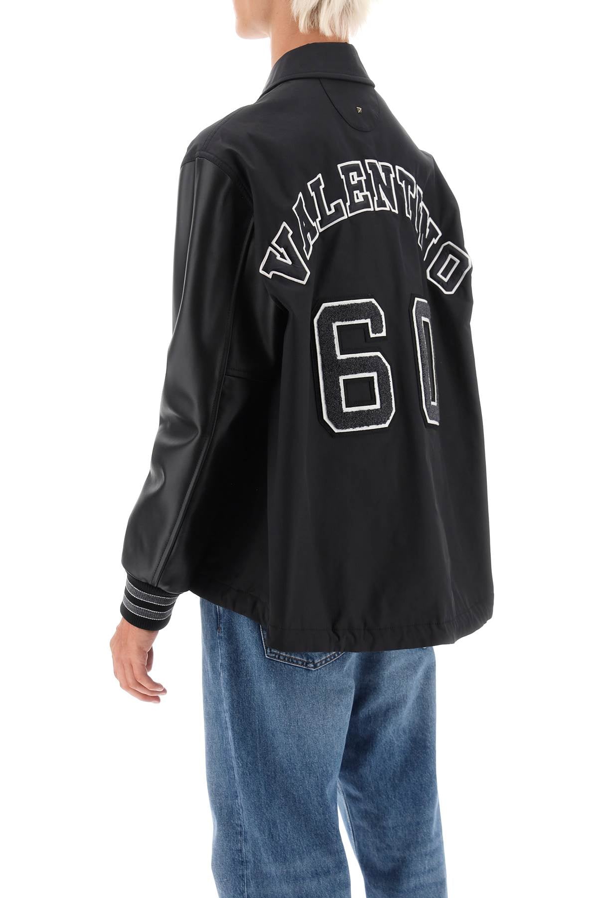 Valentino garavani varsity jacket with leather sleeves