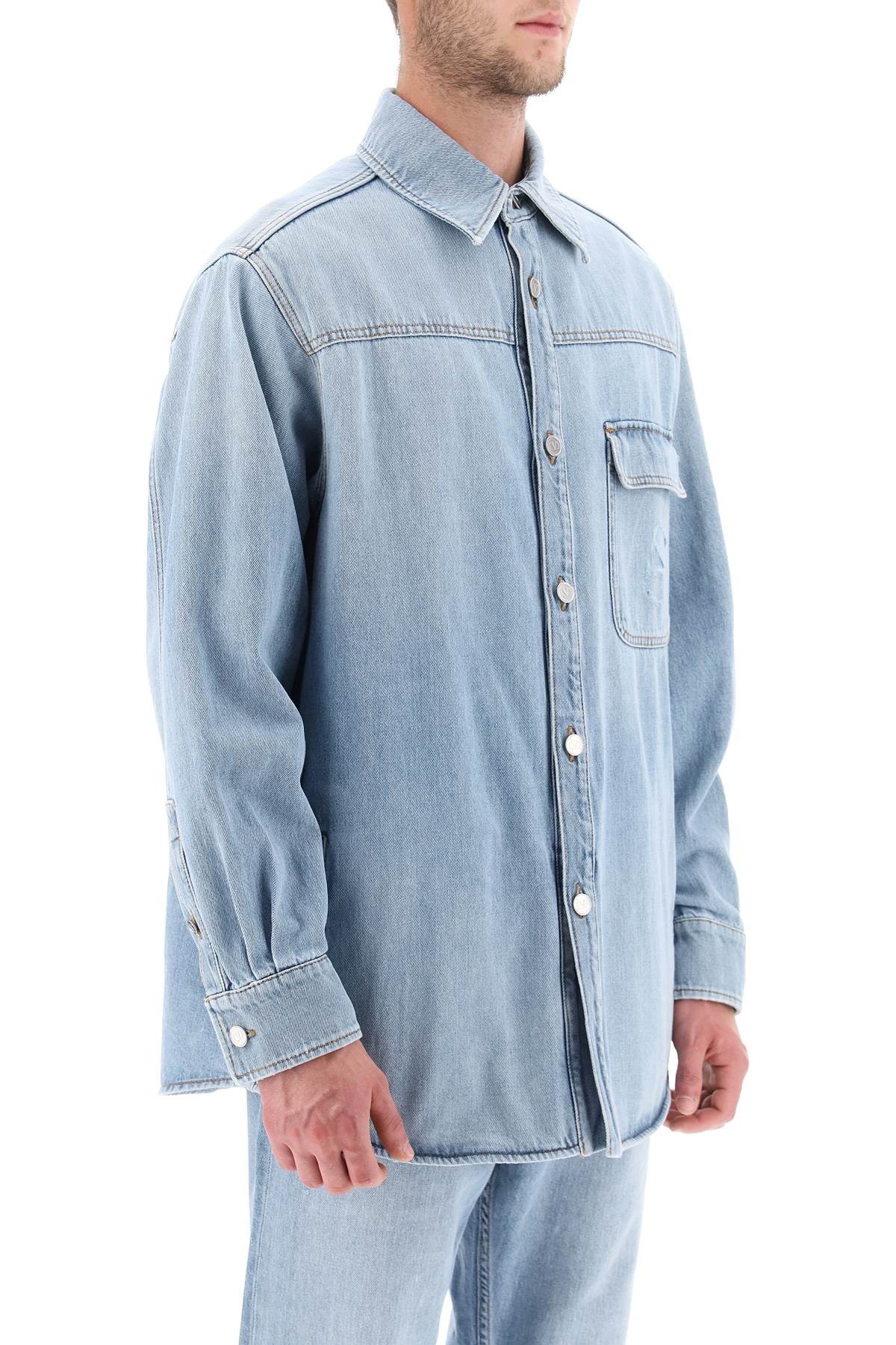 Valentino garavani denim overshirt with stamped vlogo signature