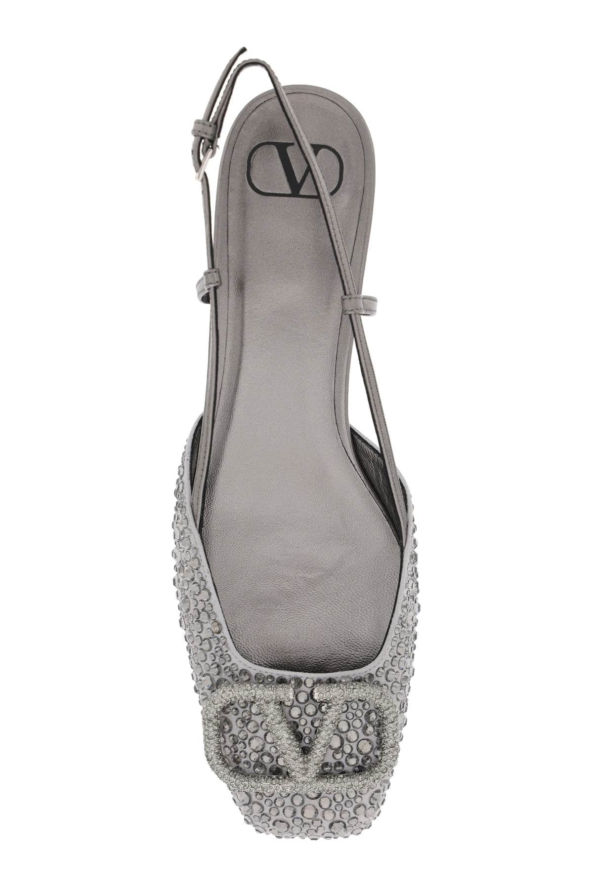 Valentino garavani signature vlogo flat slingback with crystals