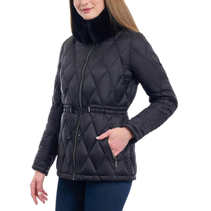 Women's Quilted Faux-Fur-Collar Anorak Puffer Coat