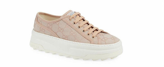 Tennis Treck Gg Canvas Platform Sneakers In Pink