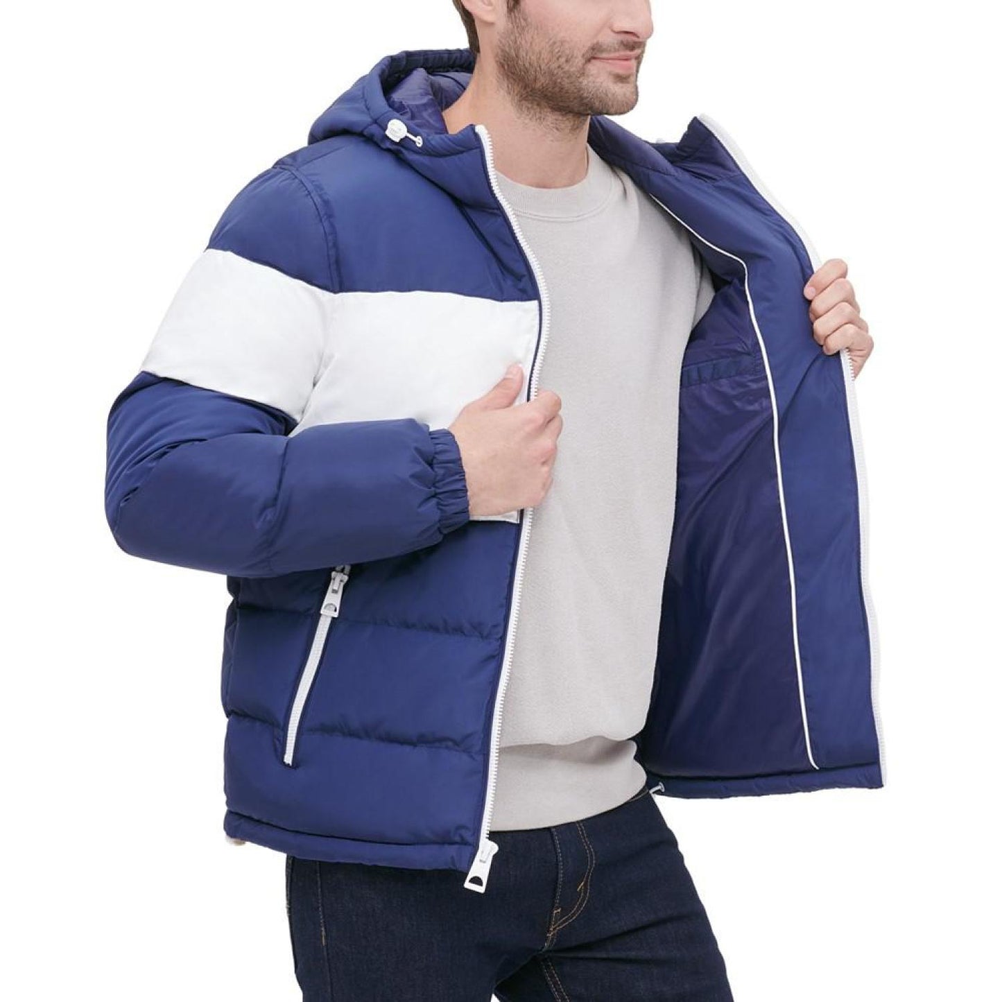 Men's Colorblock Hooded Puffer Jacket