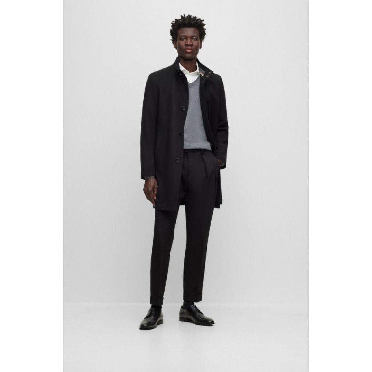 Slim-fit formal coat in virgin wool and cashmere