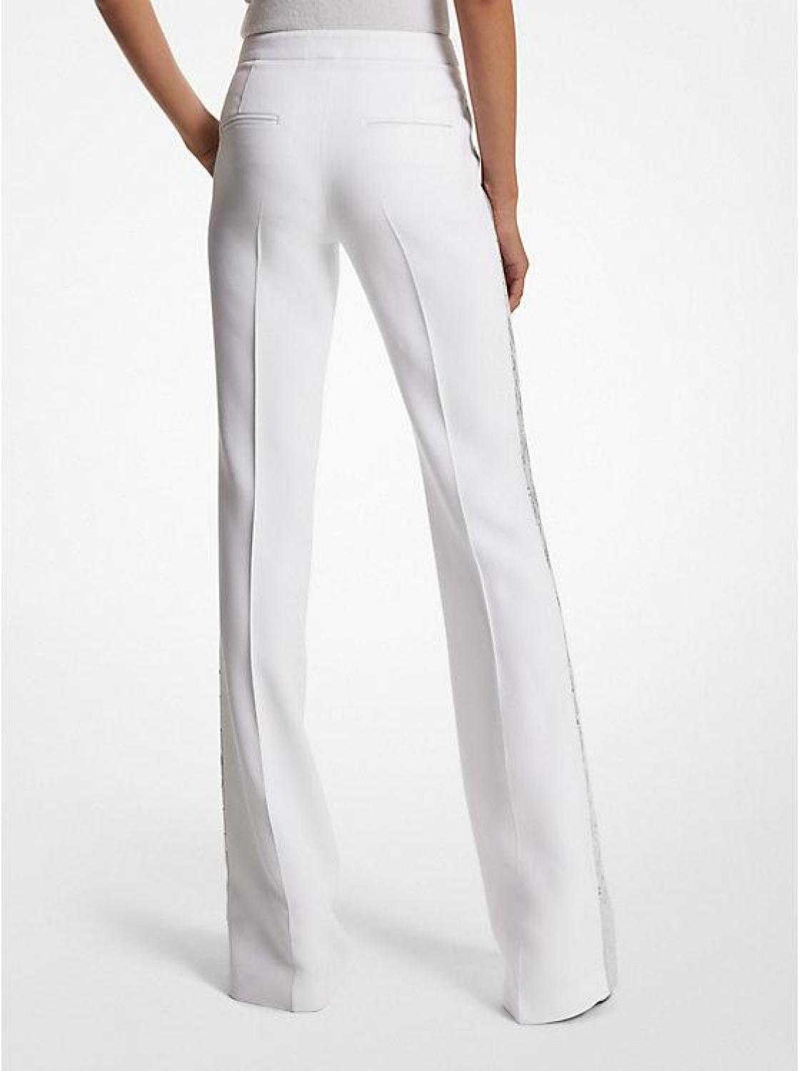 Haylee Hand-Embellished Sequin Double Crepe Sablé Trousers