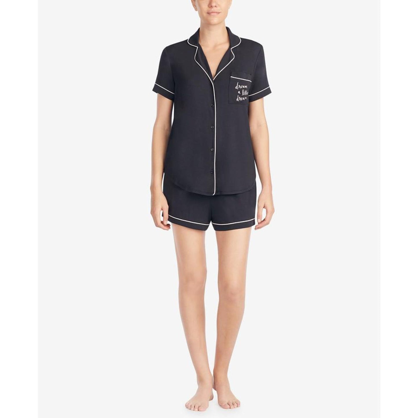 Women's Short Sleeve Modal Knit Notch Short Pajama Set