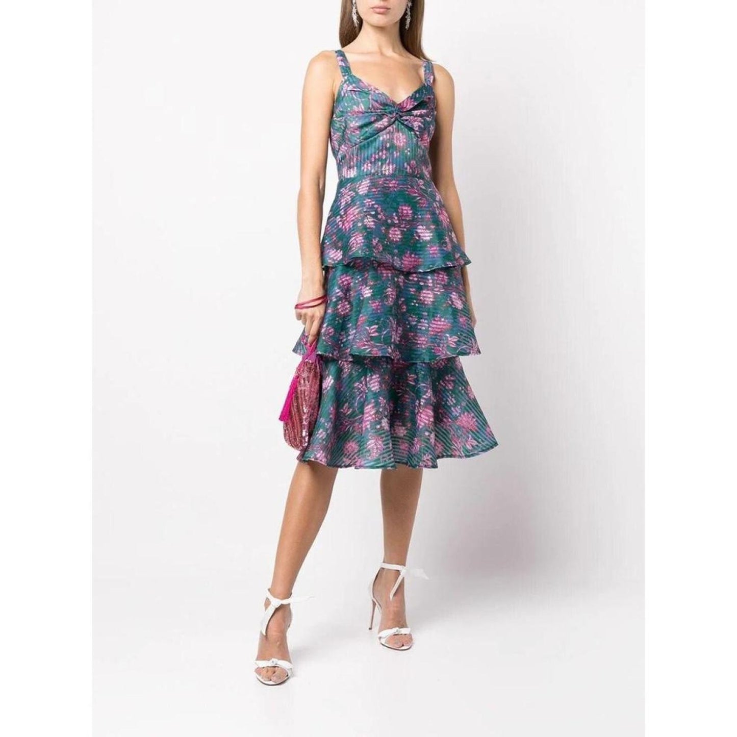 Sleeveless Floral 3-Tier Midi Dress