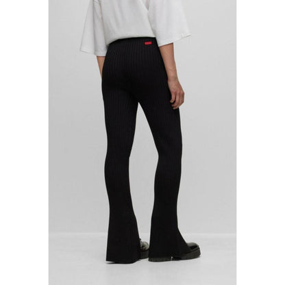 Ribbed-crepe regular-fit trousers with slit hems