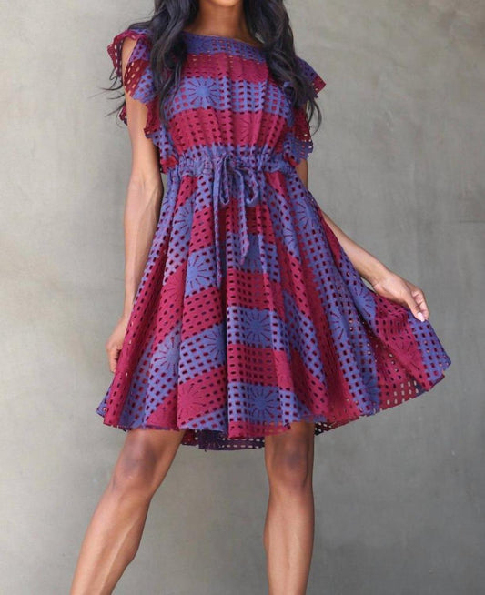 Simona Dress In Wine Stripe