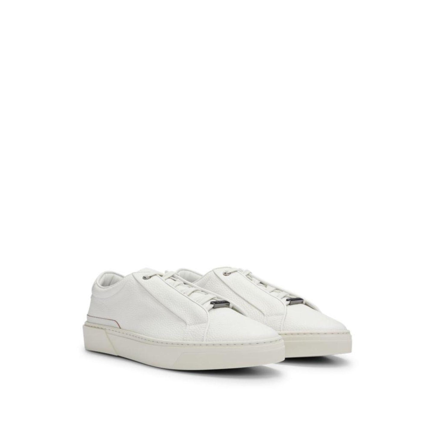 Grained-leather trainers with contrasting details