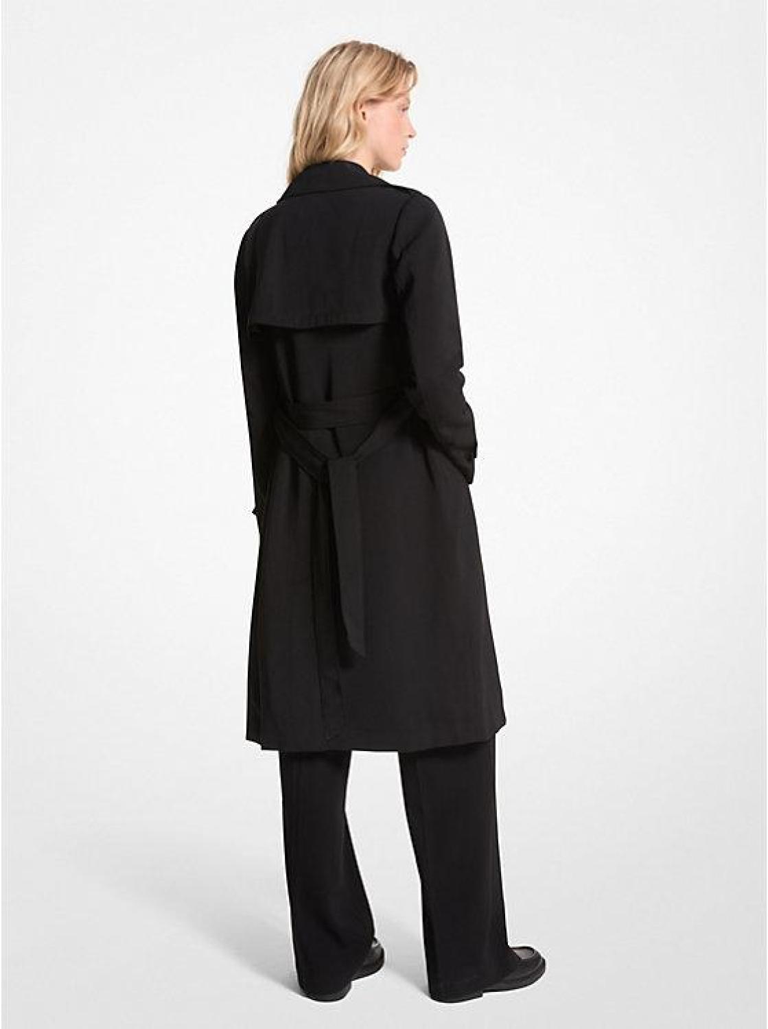 Draped Woven Trench Coat