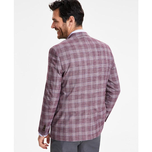 Men's Classic-Fit Berry Plaid Sport Coat