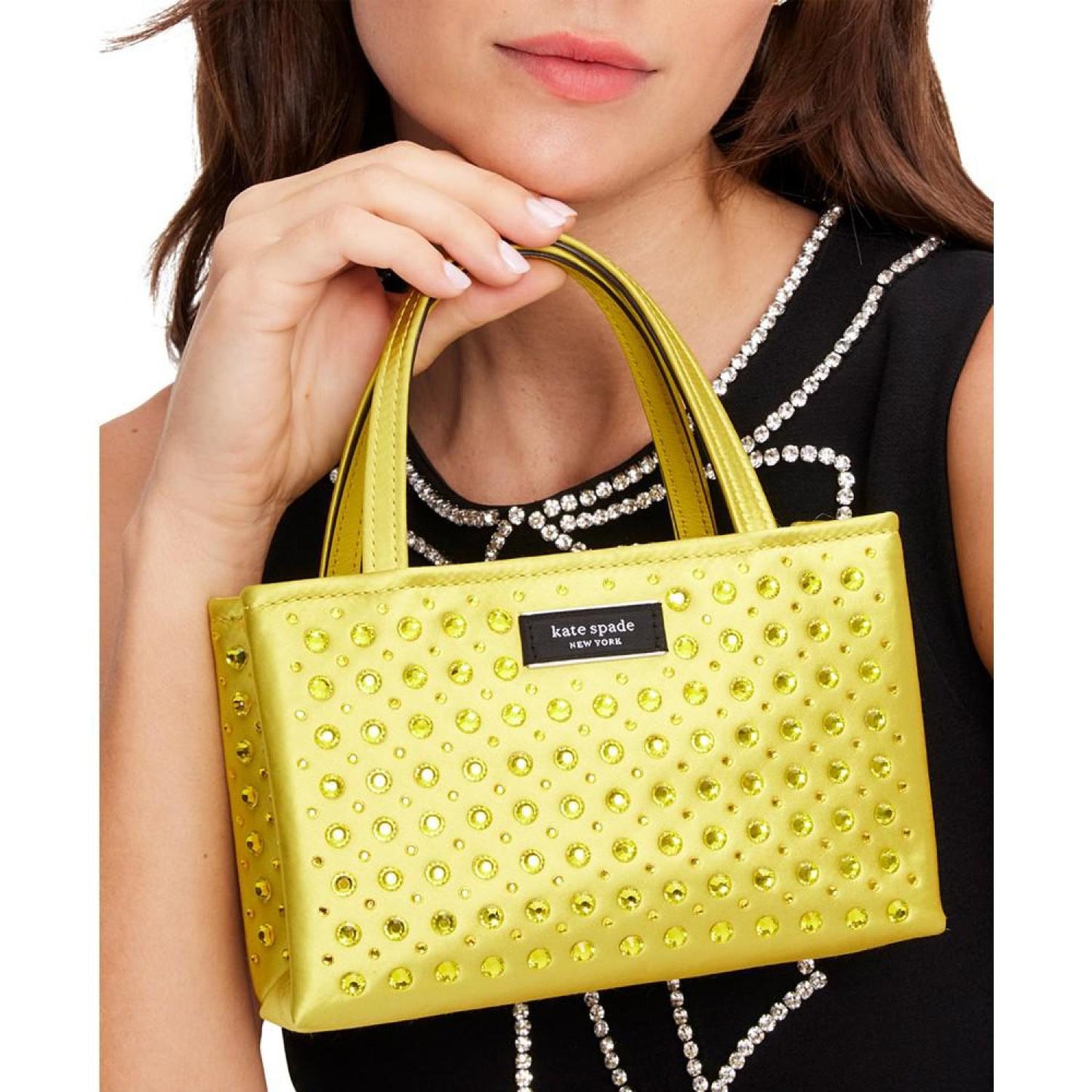 Sam Icon Crystal Embellished Fabric Mini Tote