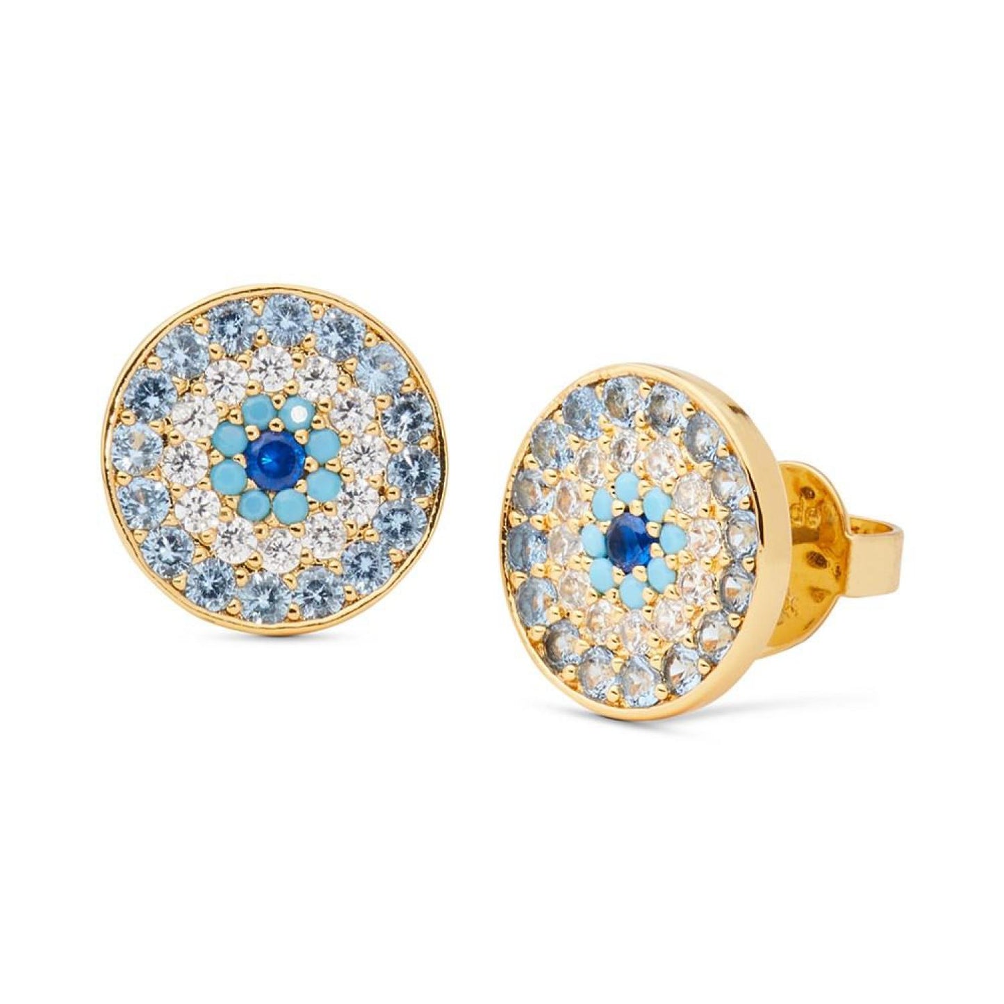 Gold-Tone Pavé Multicolor Evil Eye Stud Earrings