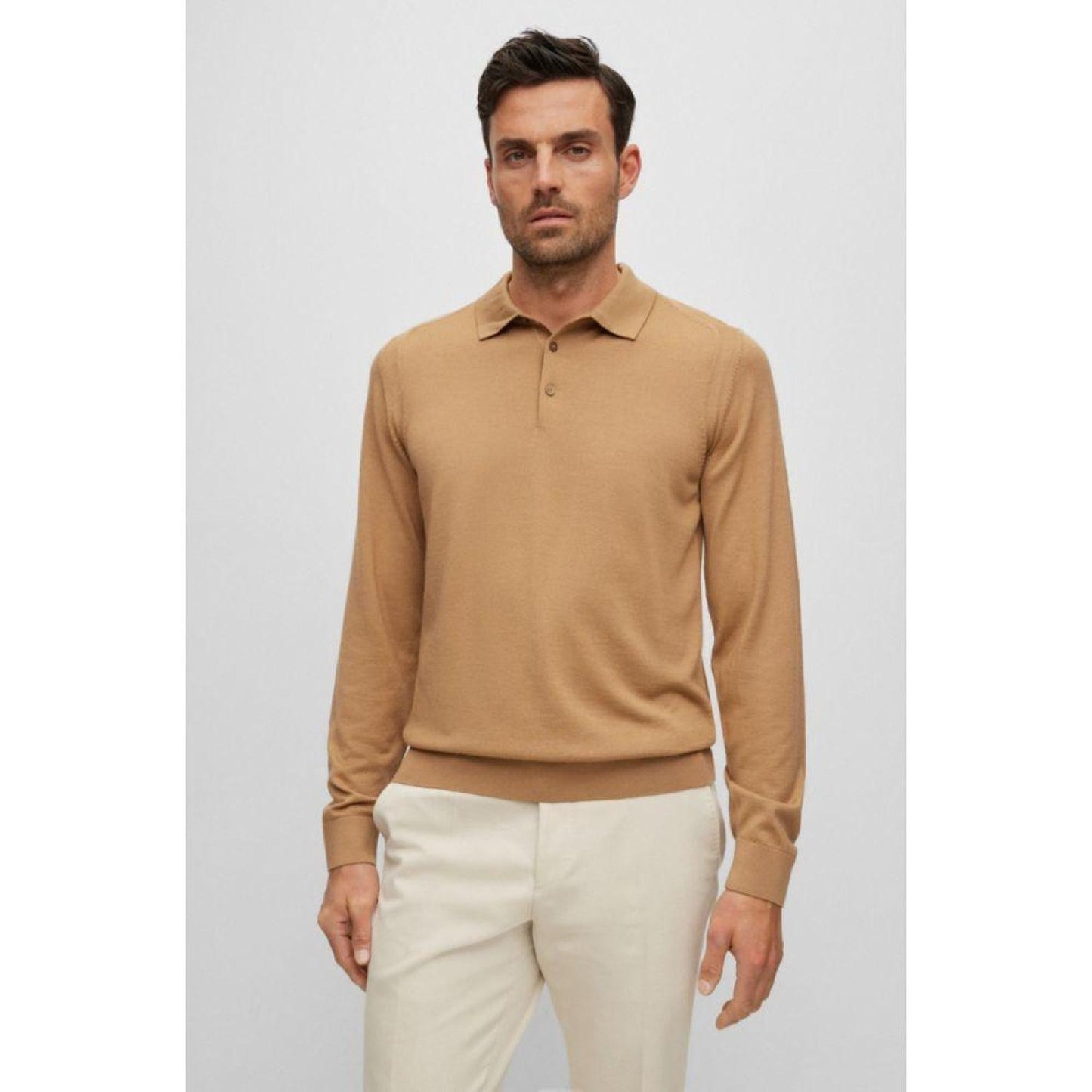 Polo-collar sweater in wool, silk and cashmere