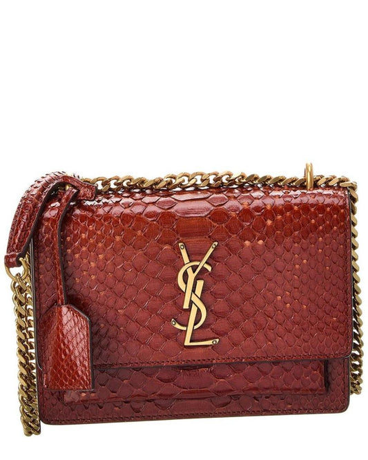 Saint Laurent Sunset Small Python Shoulder Bag