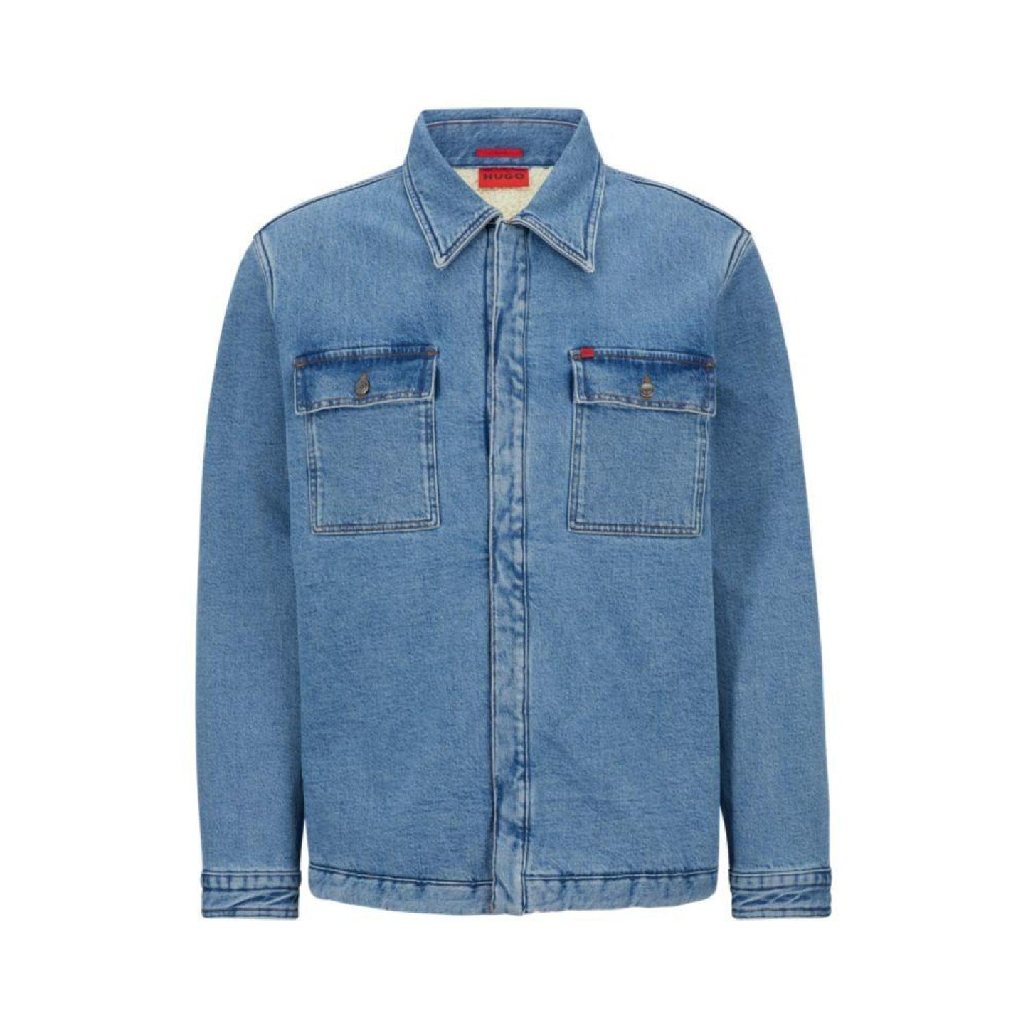 Oversize-fit shirt in blue stretch denim