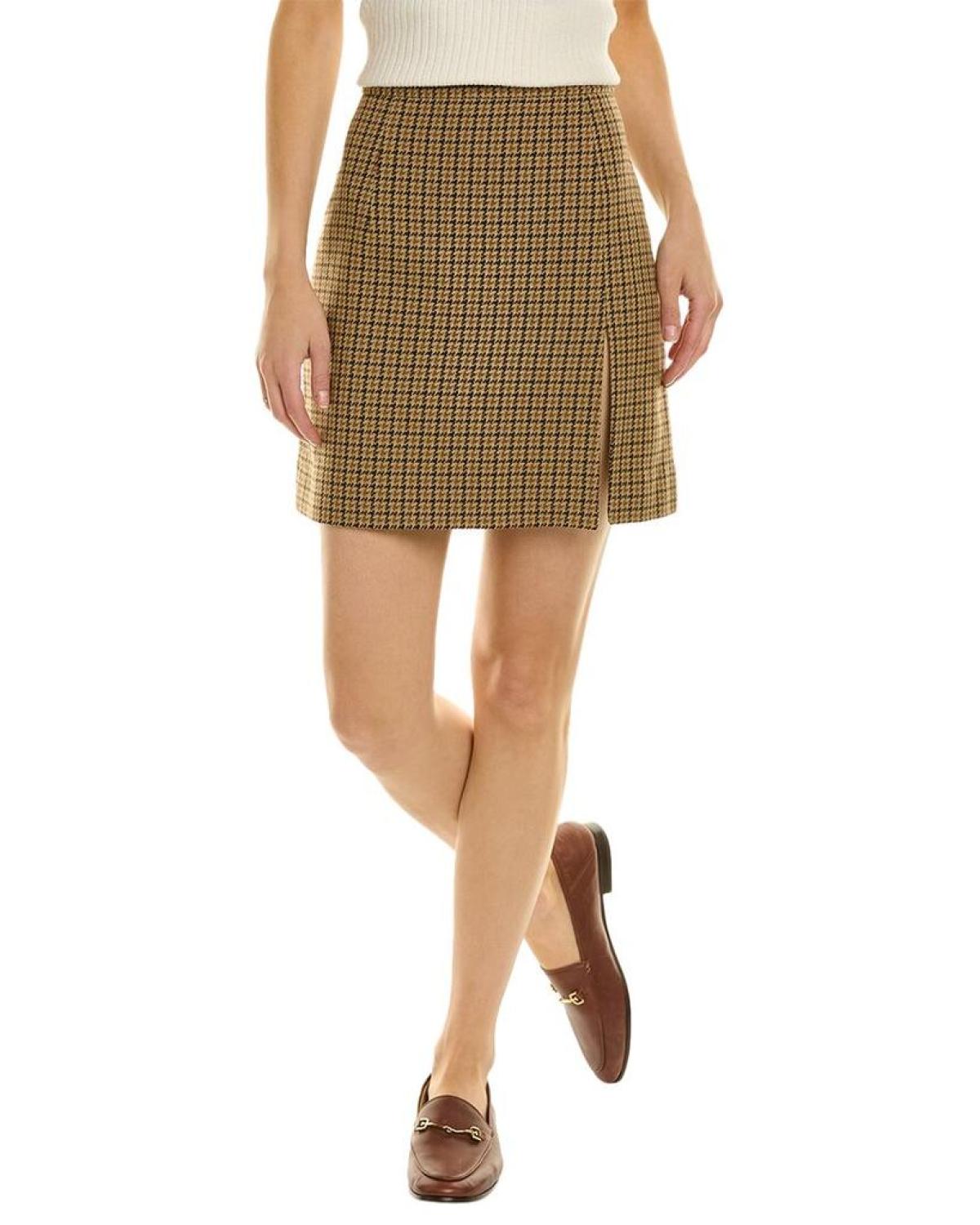 Michael Kors Guncheck Wool Mini Skirt