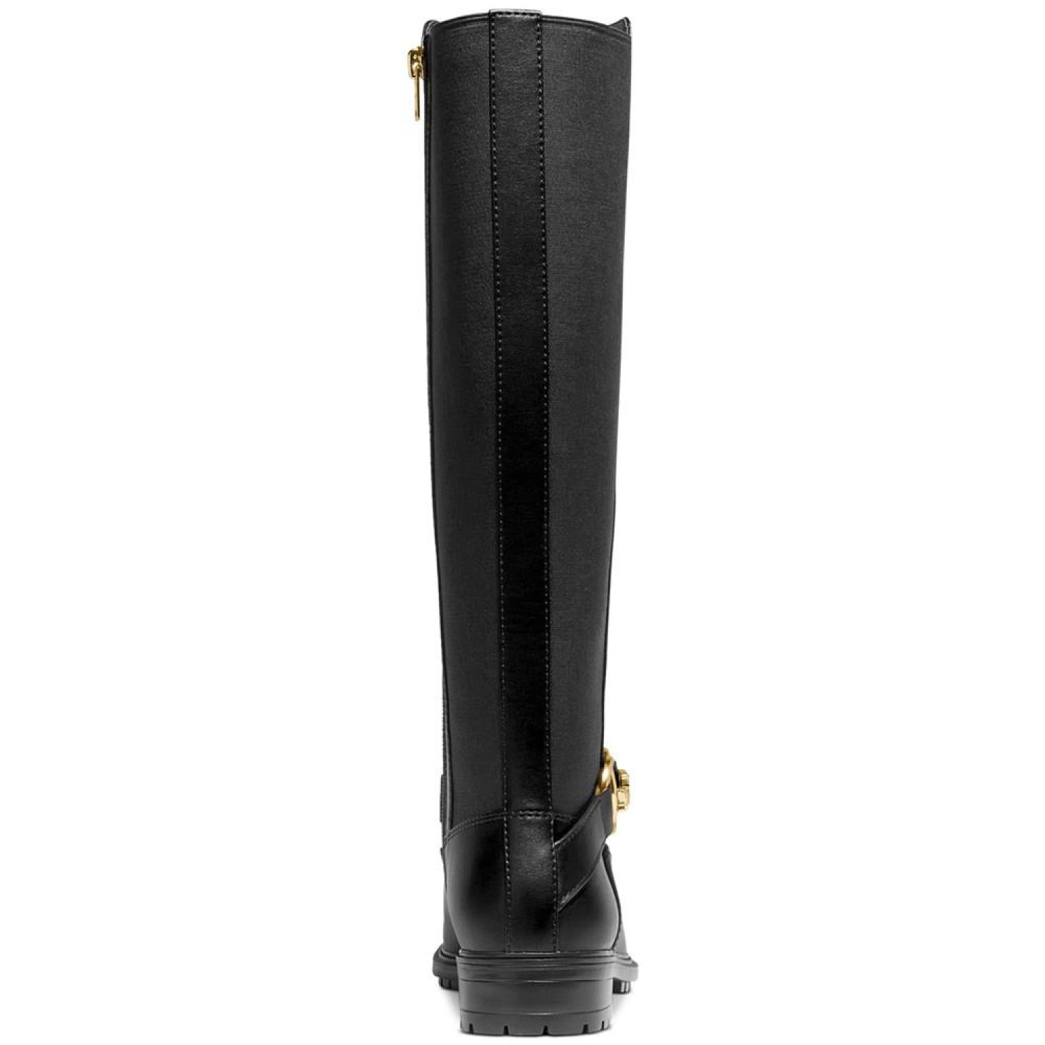 COACH Women's Leather Farrah Logo Buckle Tall Riding Boots Black Size authentic 11 B NEW