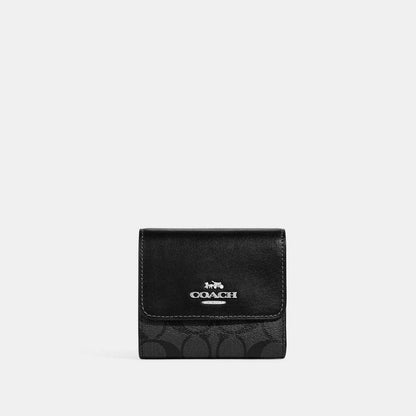 Coach Outlet Small Trifold Wallet In Blocked Signature Canvas