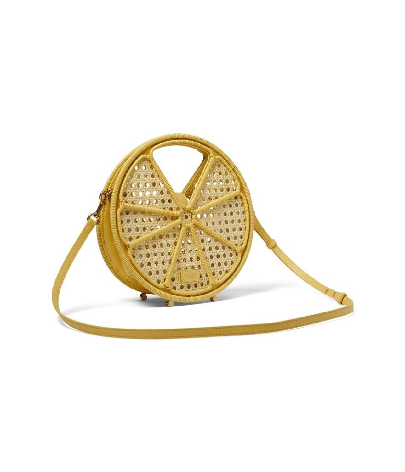 Lemon Drop Raffia Lemon Slice Top-Handle Satchel