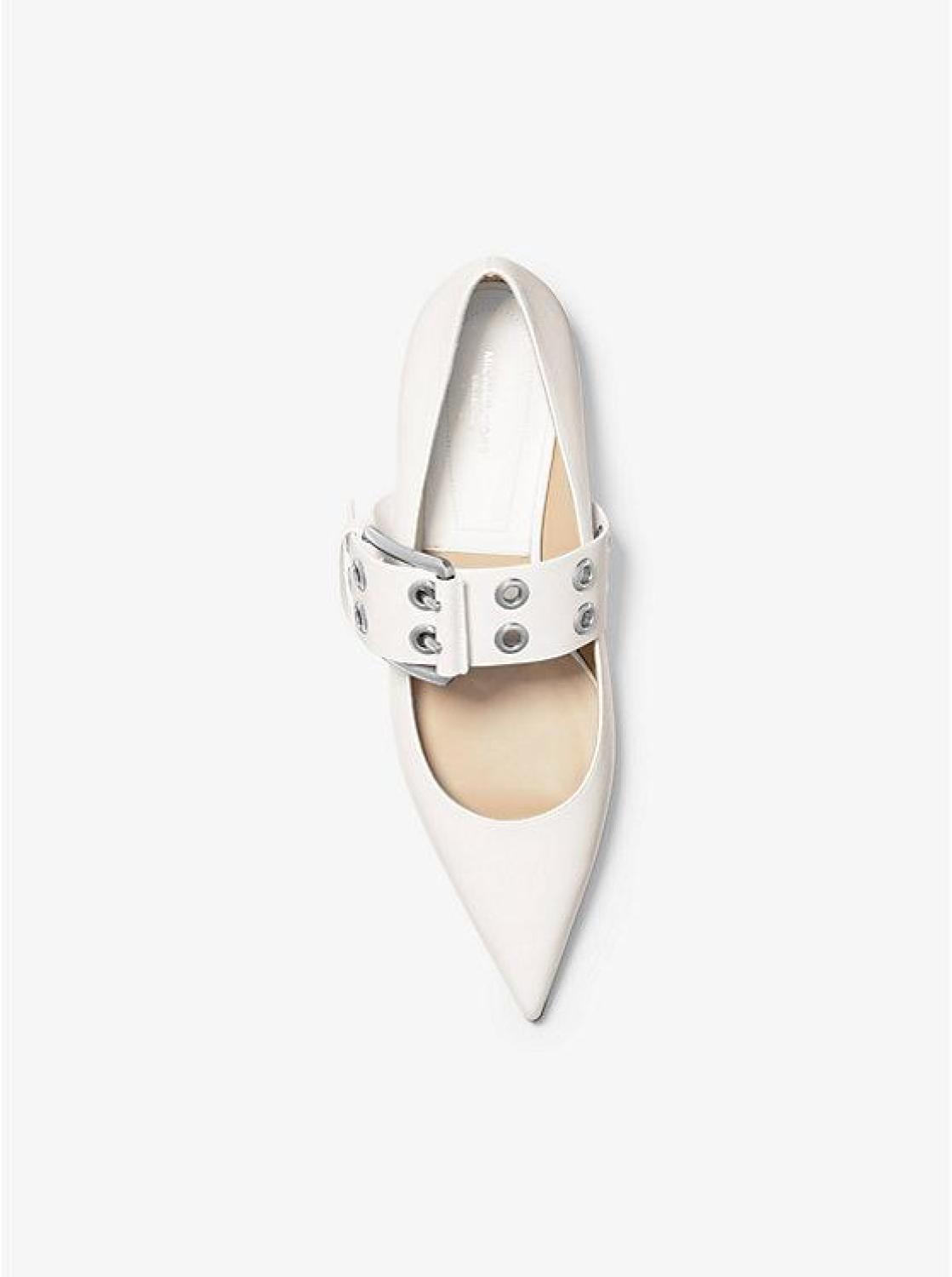 Maude Calf Leather Pointed-Toe Mary Jane Flat