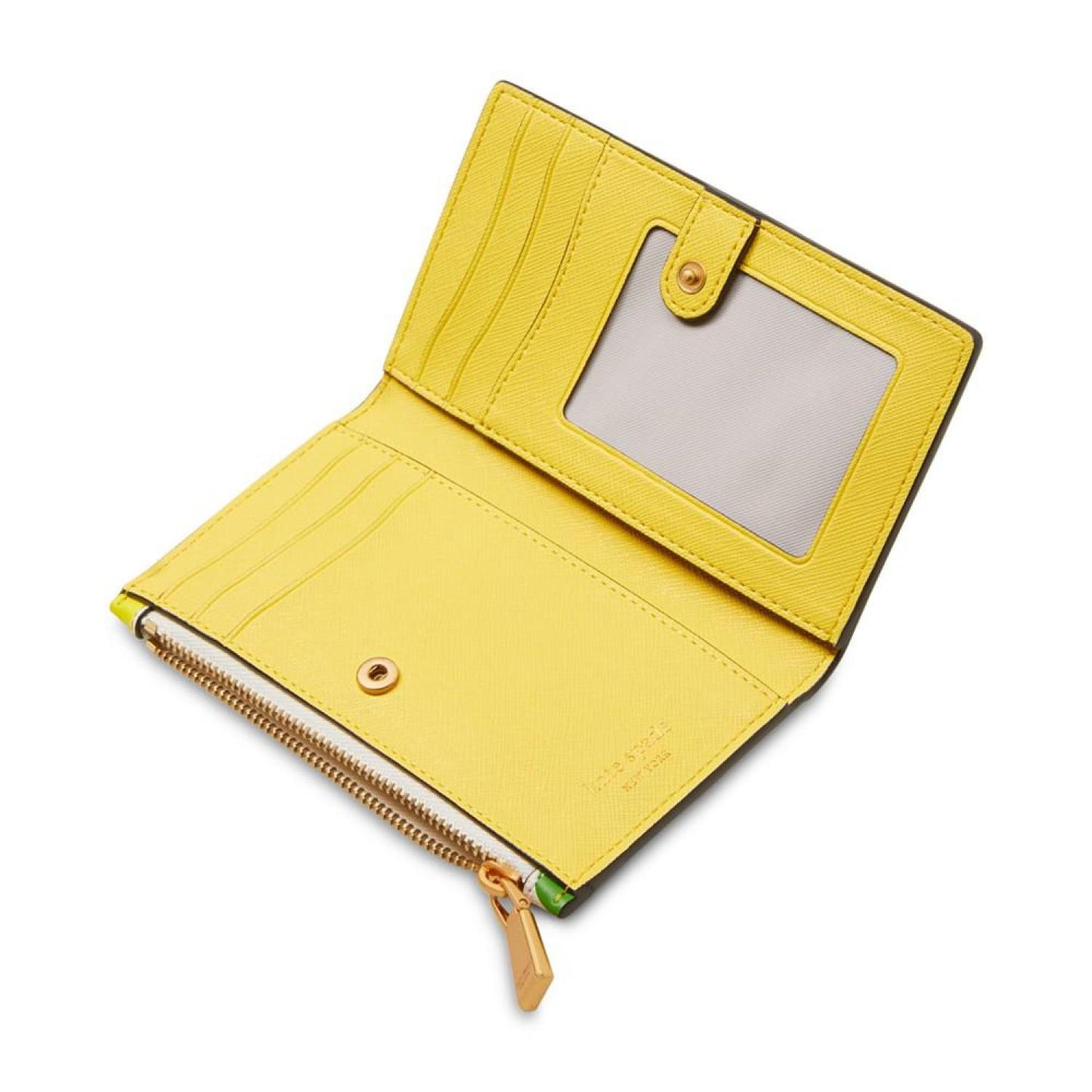 Morgan Lemon Toss Embossed Saffiano Leather Slim Bifold Wallet