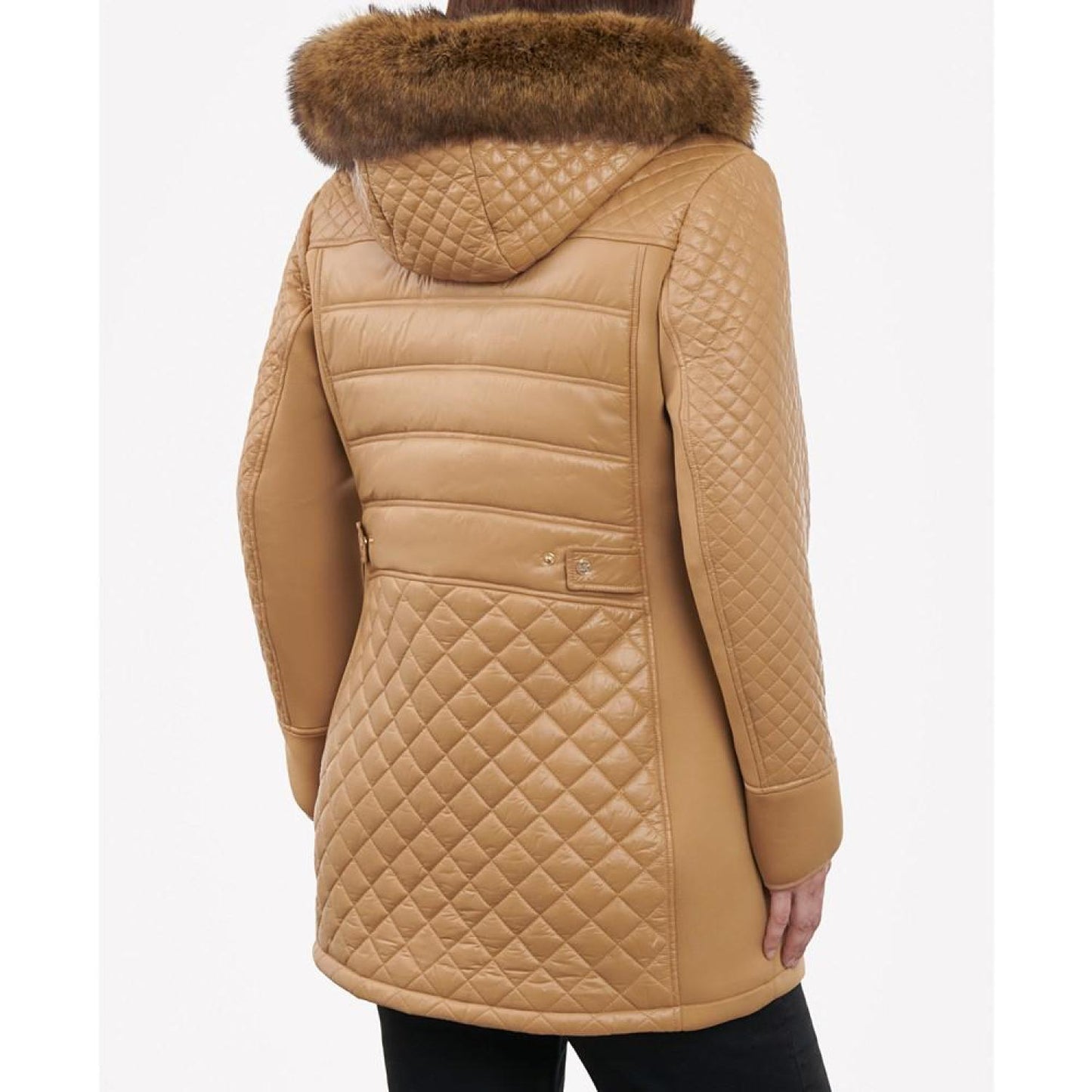 Women's Plus Size Faux-Fur-Trim Hooded Quilted Coat