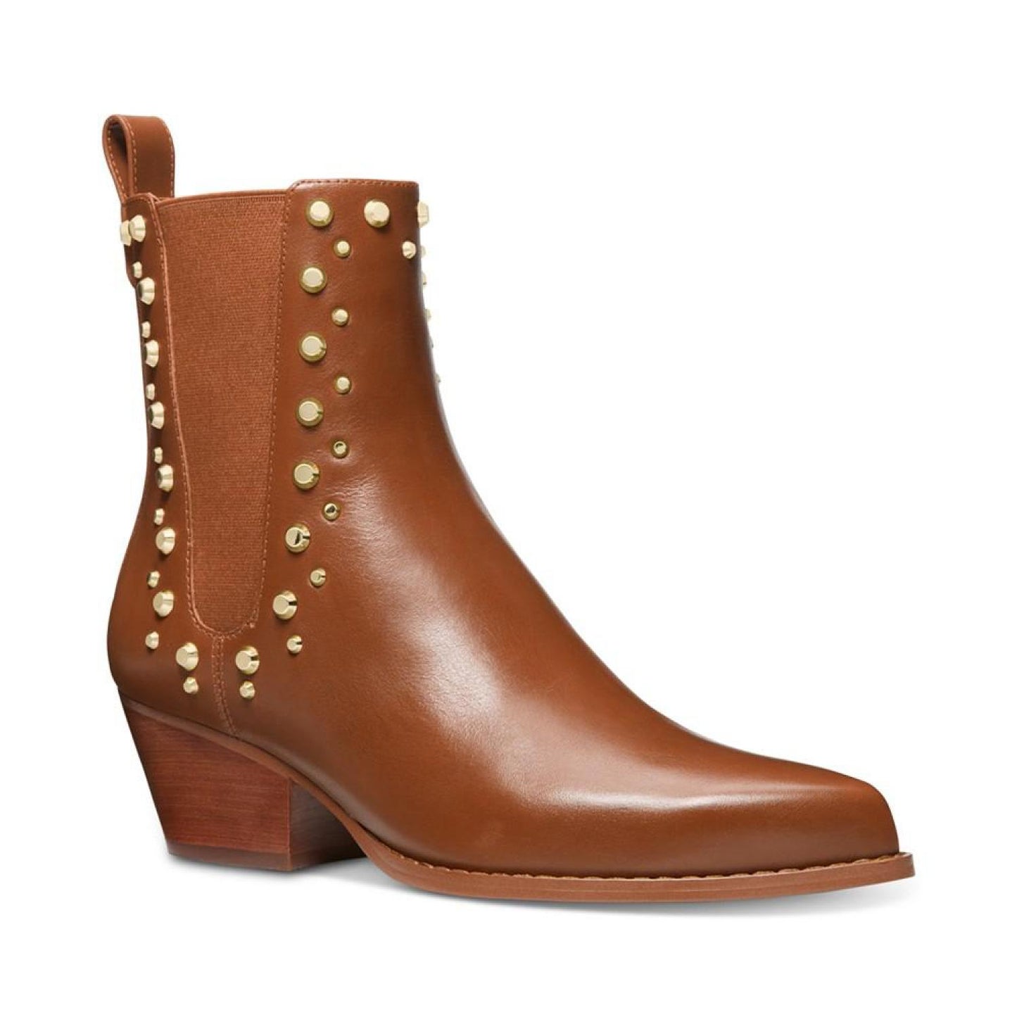 Women's Kinlee Leather Studded Pull-On Chelsea Booties