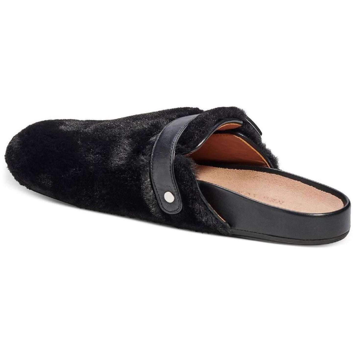 Cici Womens Faux Fur Buckle Slide Slippers