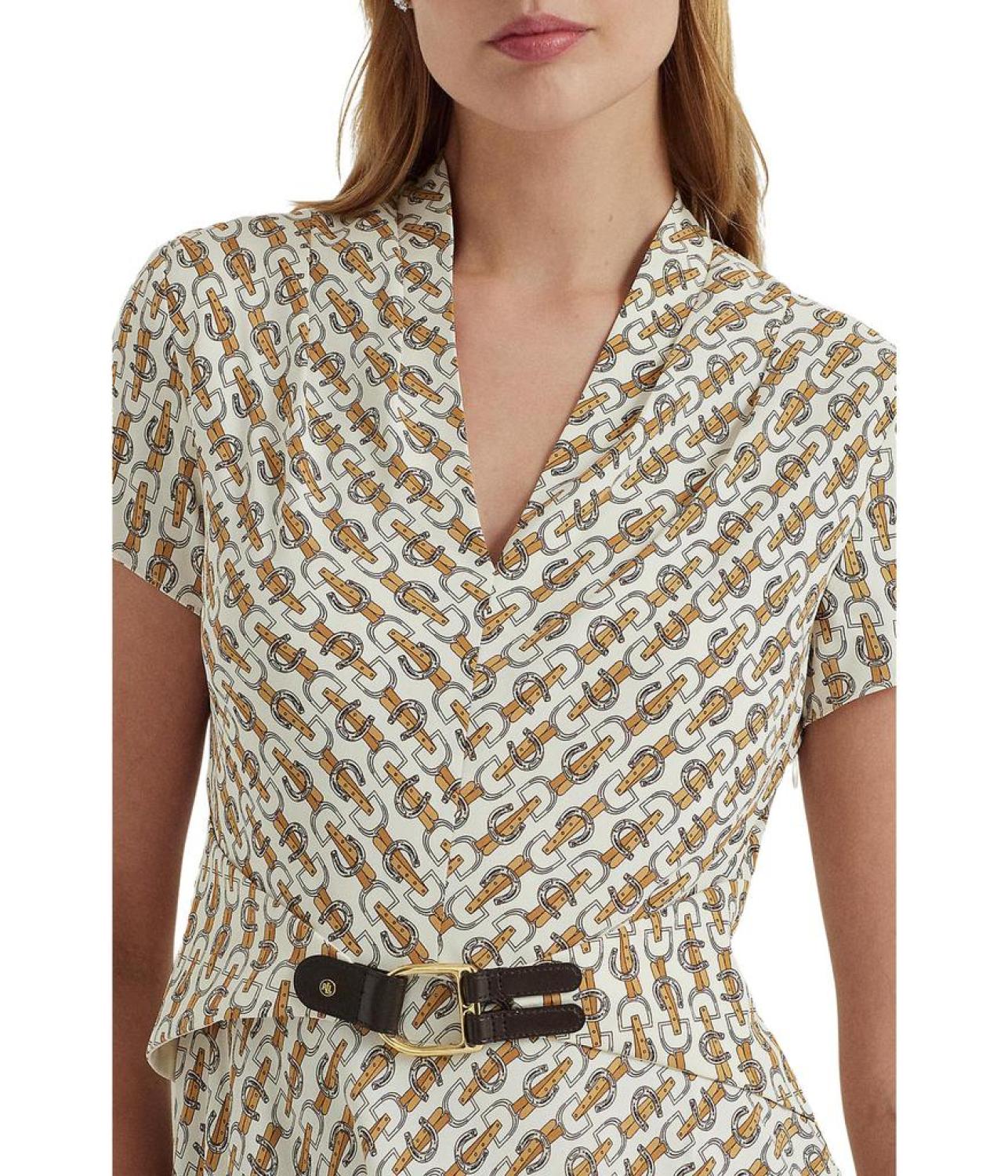 Equestrian-Print Georgette Dress