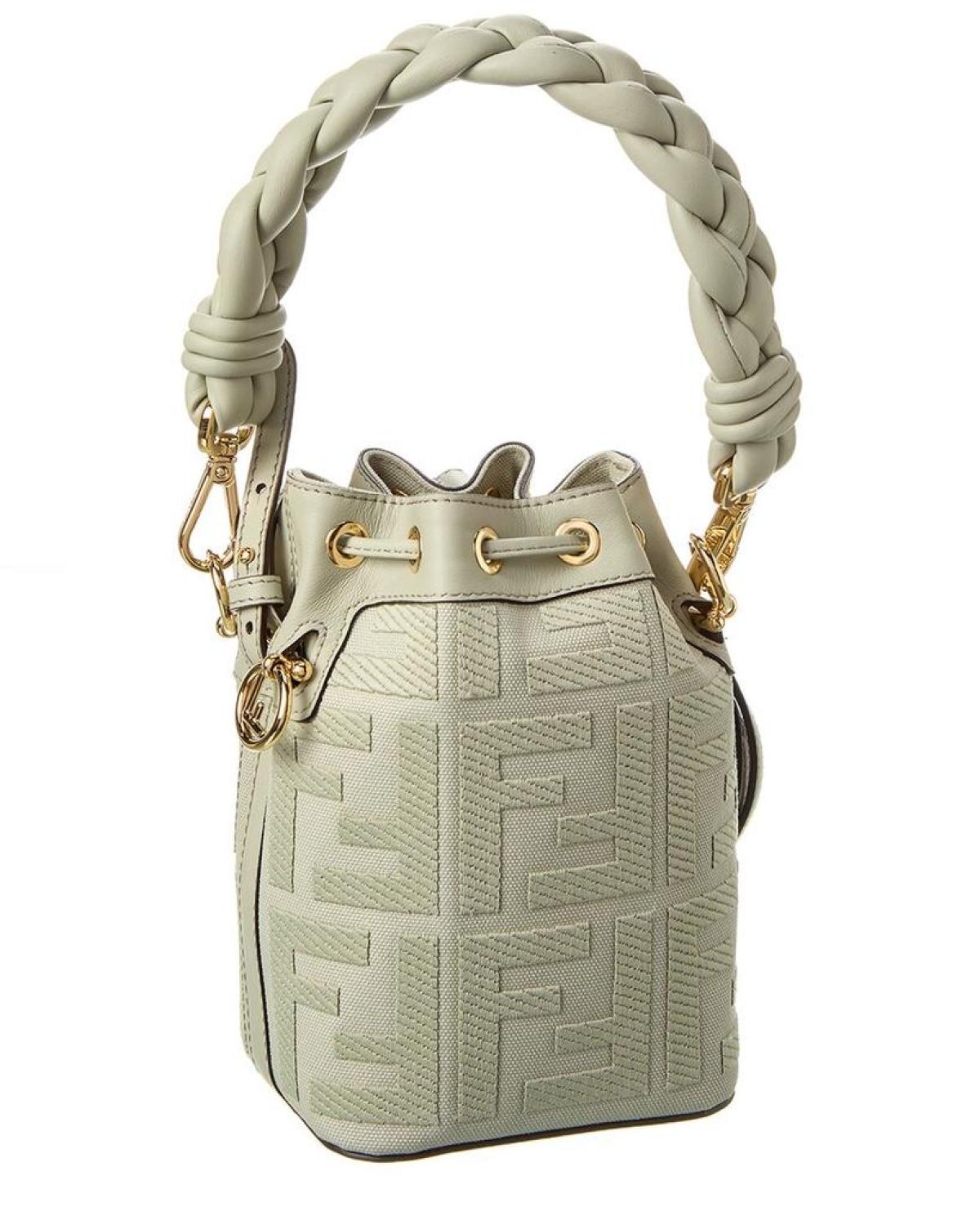 FENDI Mon Tresor Mini FF Canvas & Leather Bucket Bag