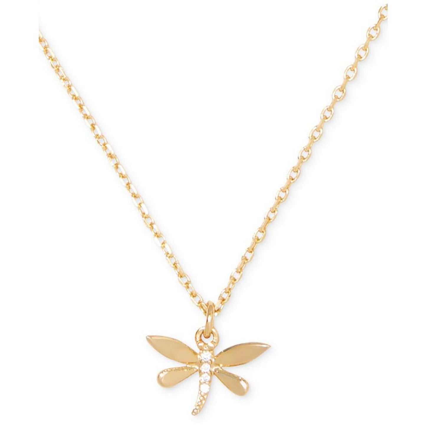 Gold-Tone Pavé Dragonfly Pendant Necklace, 16" + 3" extender