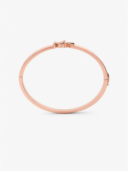 14K Rose Gold-Plated Brass Pavé Logo Bangle