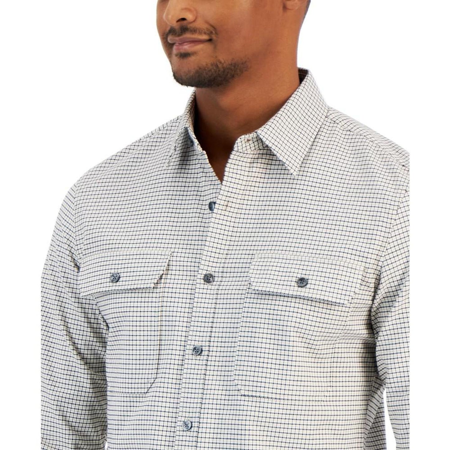 Men's Tattersall Button-Front Long Sleeve Shirt