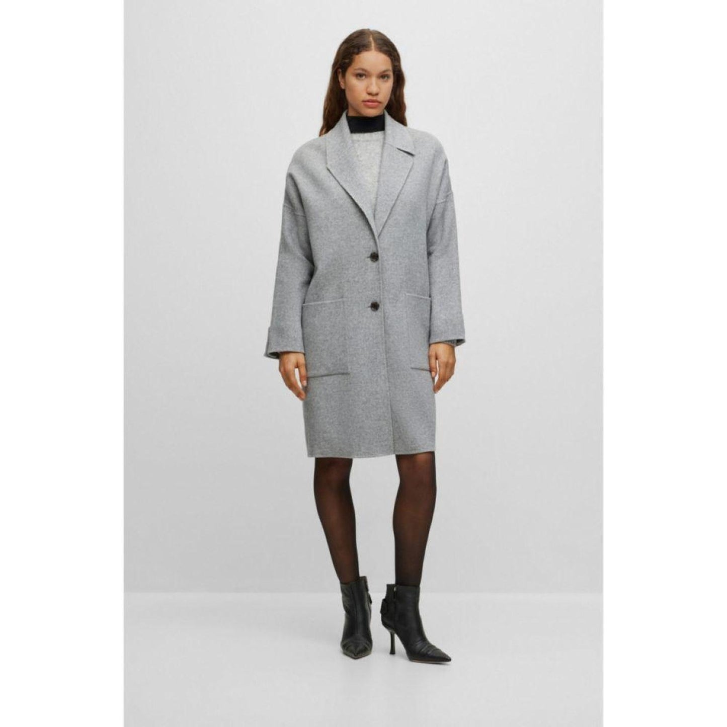 Melange relaxed-fit coat blended with wool