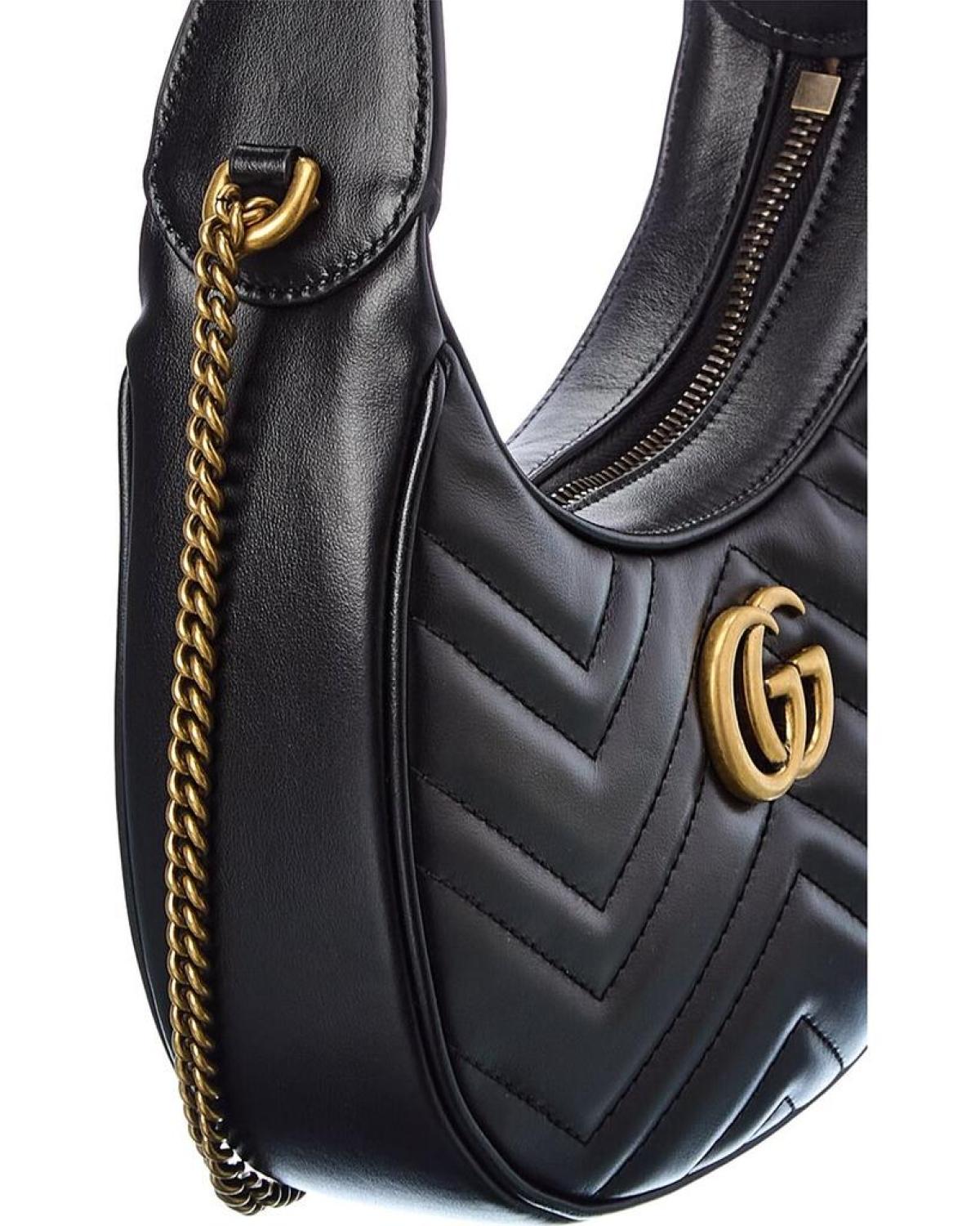 Gucci GG Marmont Half Moon Shaped Mini Leather Crossbody