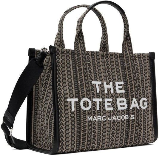 Beige & Black Small 'The Monogram Tote' Tote