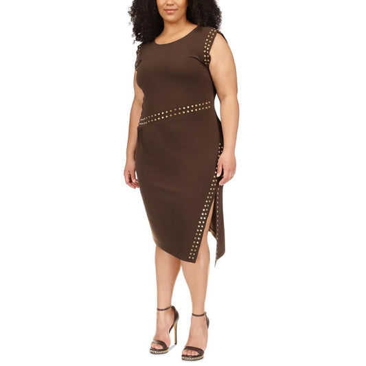 Plus Size Astor Studded Side-Slit Midi Dress