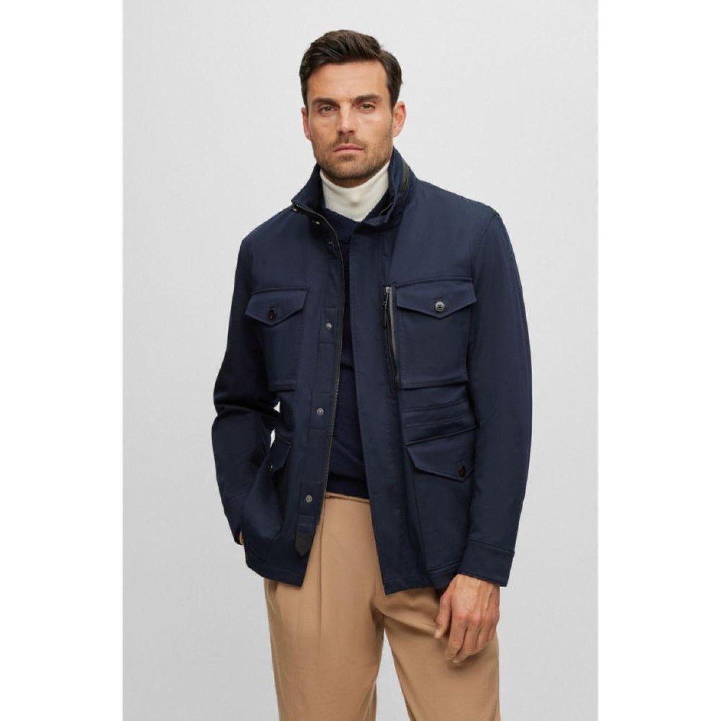 Water-repellent field jacket in stretch-cotton twill