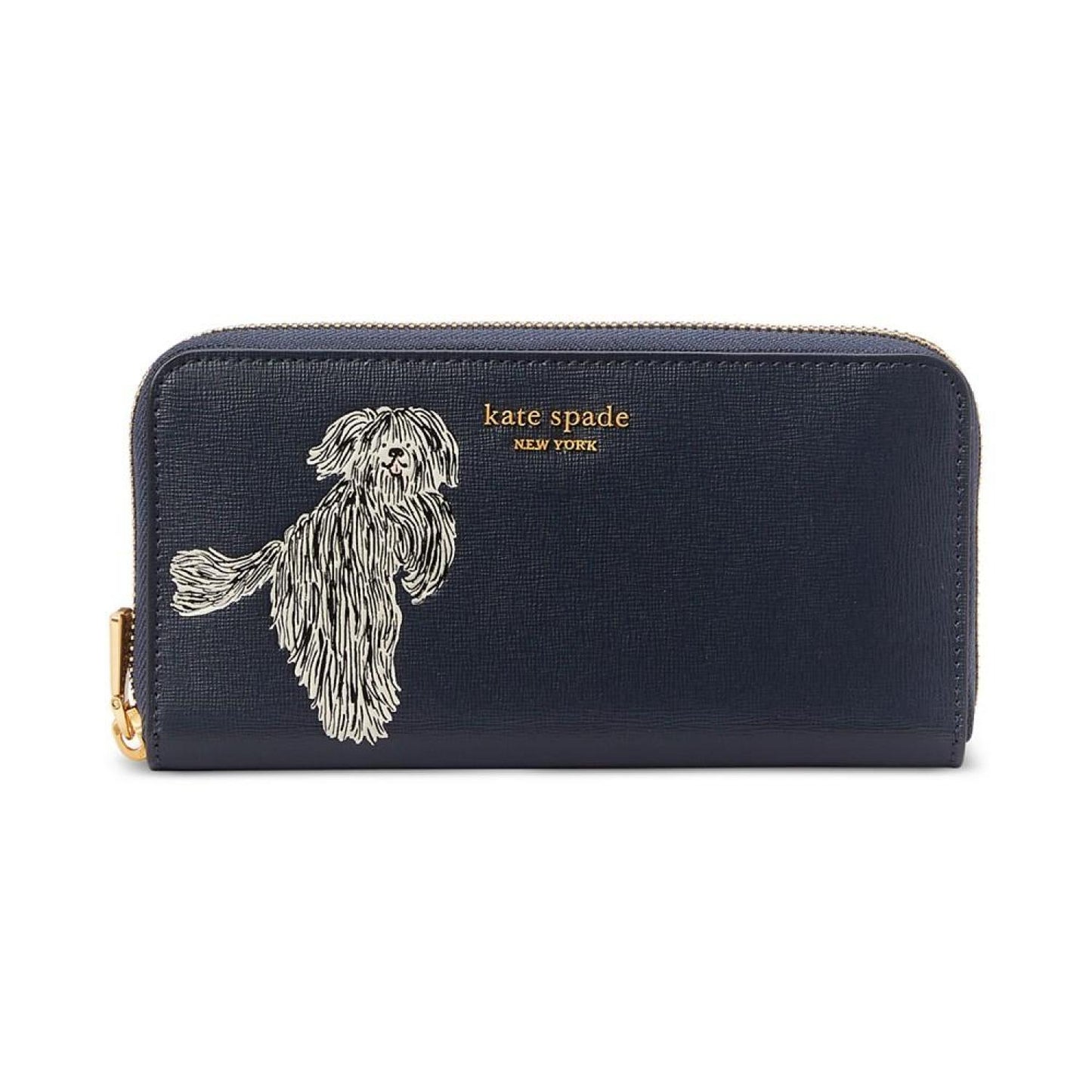 Shaggy Embossed Leather Zip Around Continental Wallet