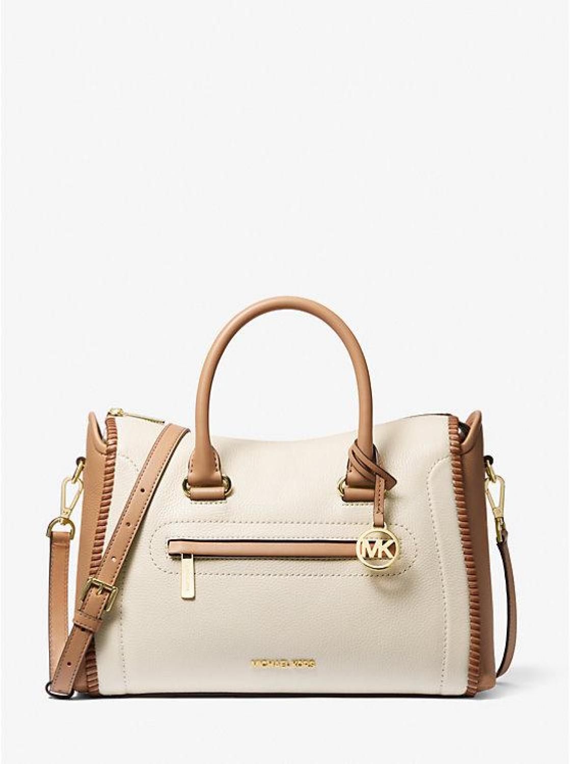 Carine Large Two-Tone Leather Satchel