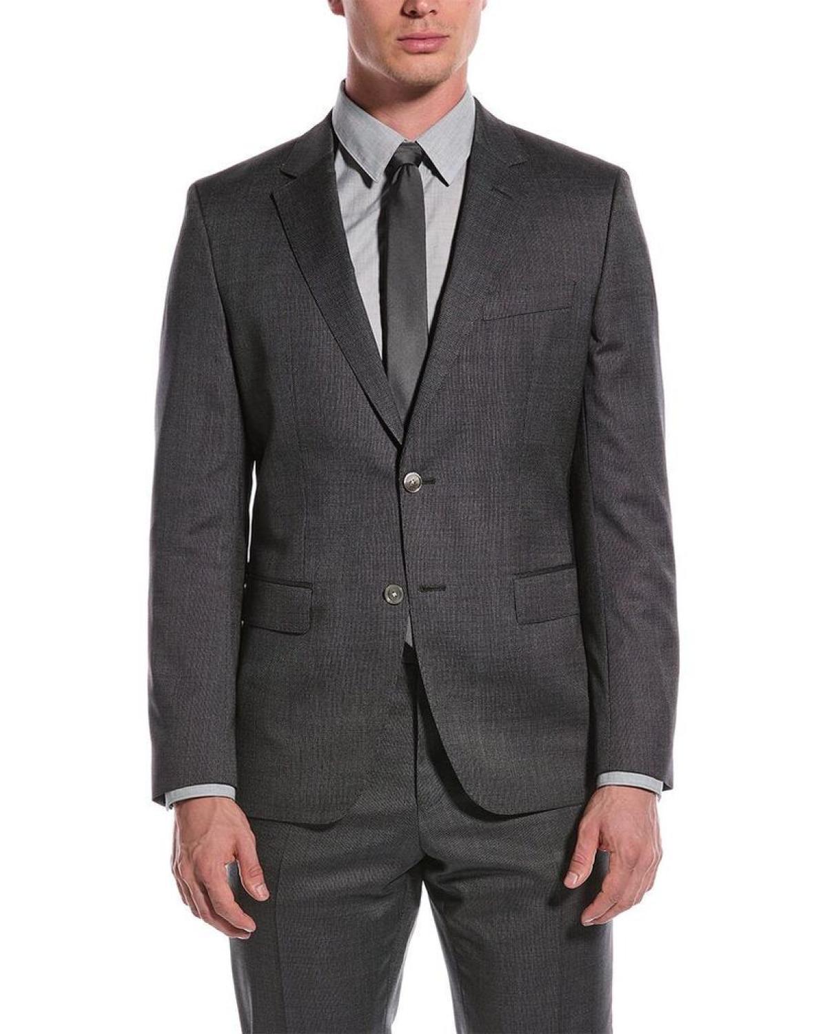 BOSS Hugo Boss Slim Fit Wool & Silk-Blend Suit with Flat Front Pant