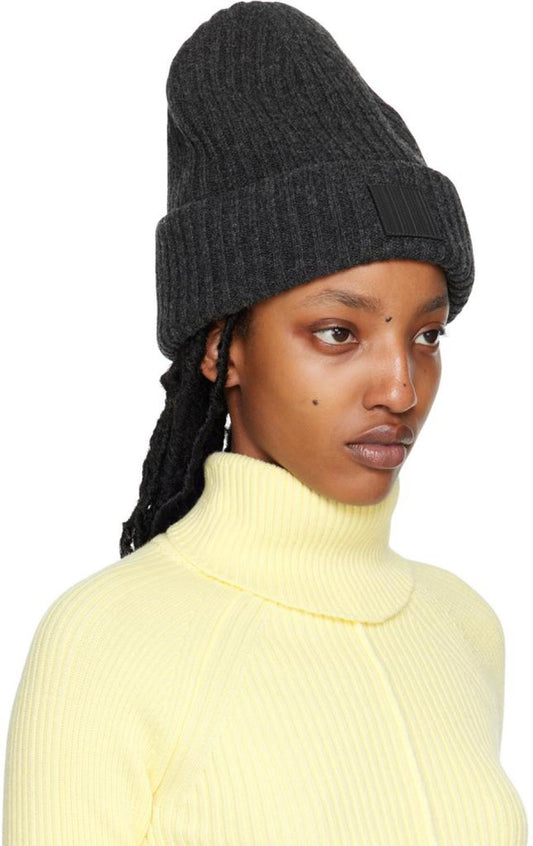 Gray Ribbed Beanie