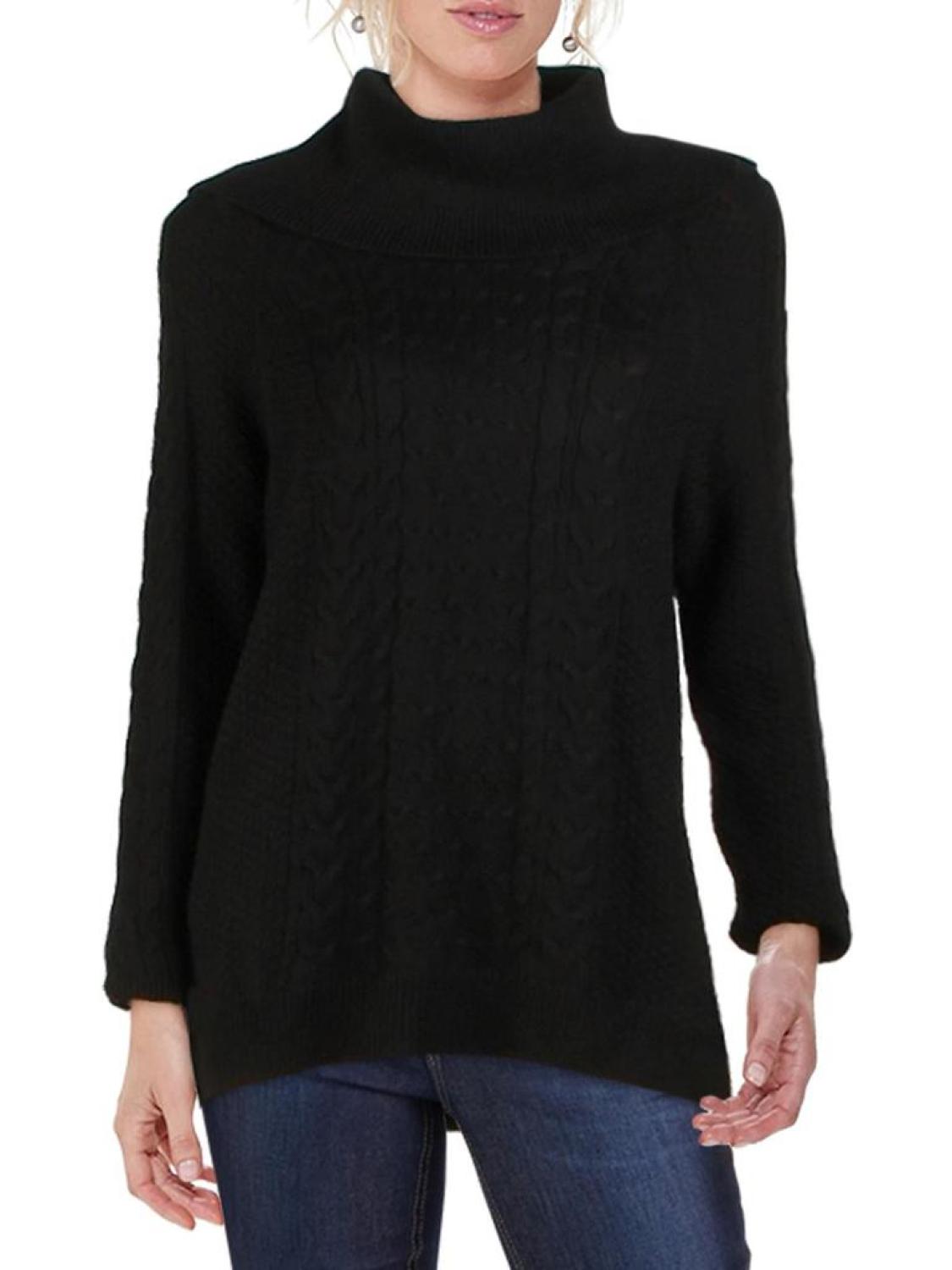 Womens Knit Cowl Neck Pullover Sweater