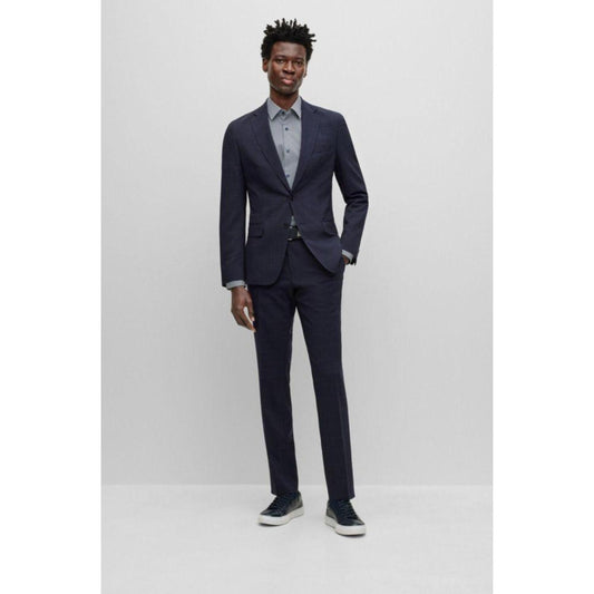 Slim-fit suit in checked performance-stretch fabric