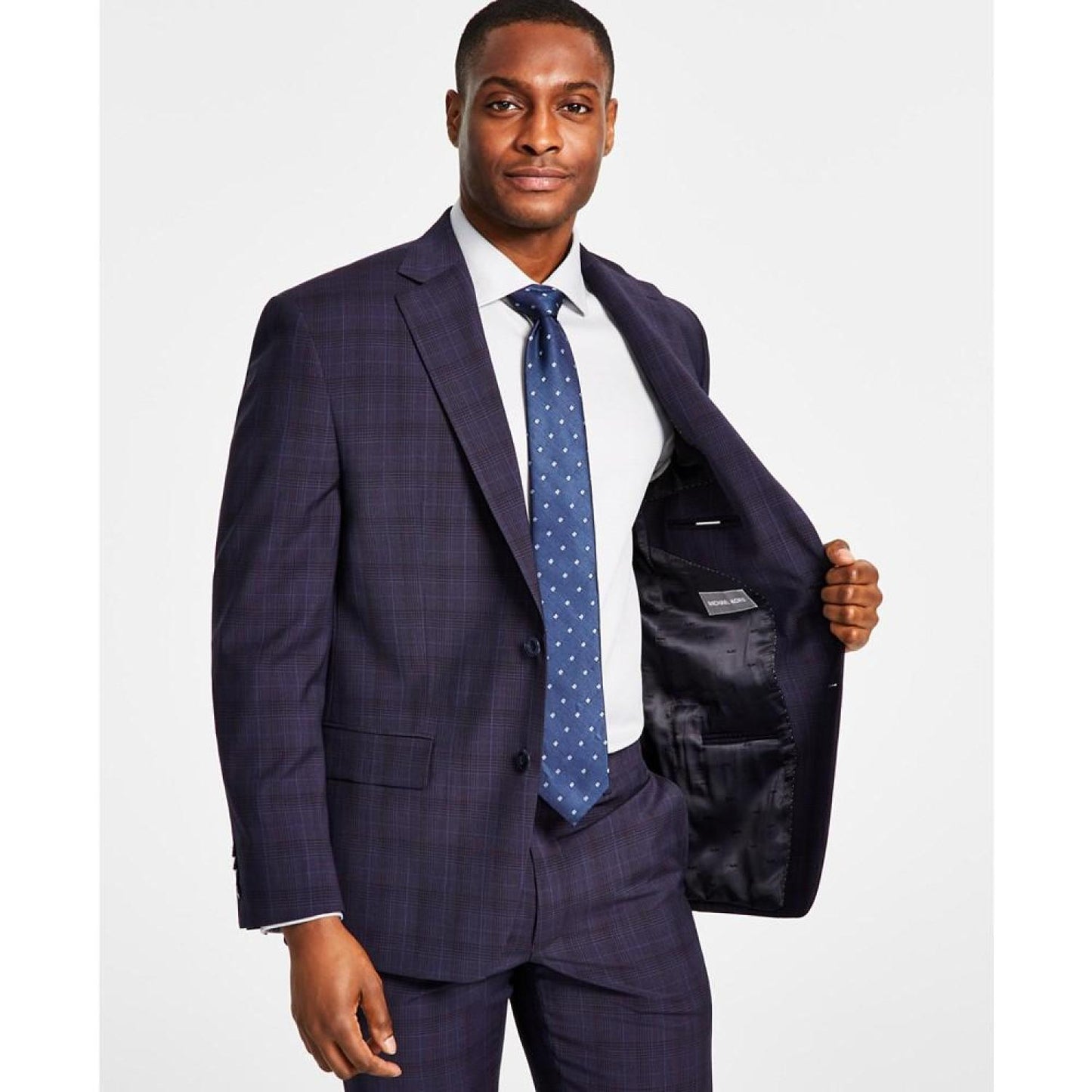 Men's Classic Fit Wool-Blend Plaid Suit Jacket