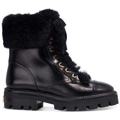 Merritt Winter Womens Leather Faux Fur Combat & Lace-up Boots