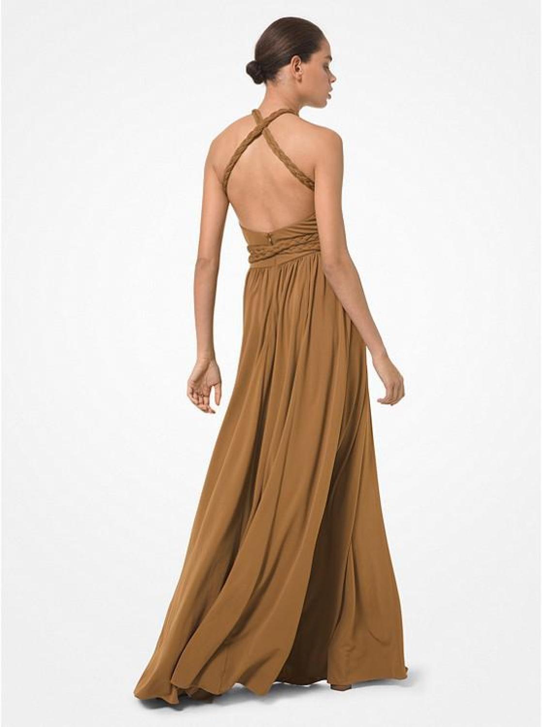 Crepe Jersey Braided Halter Dress