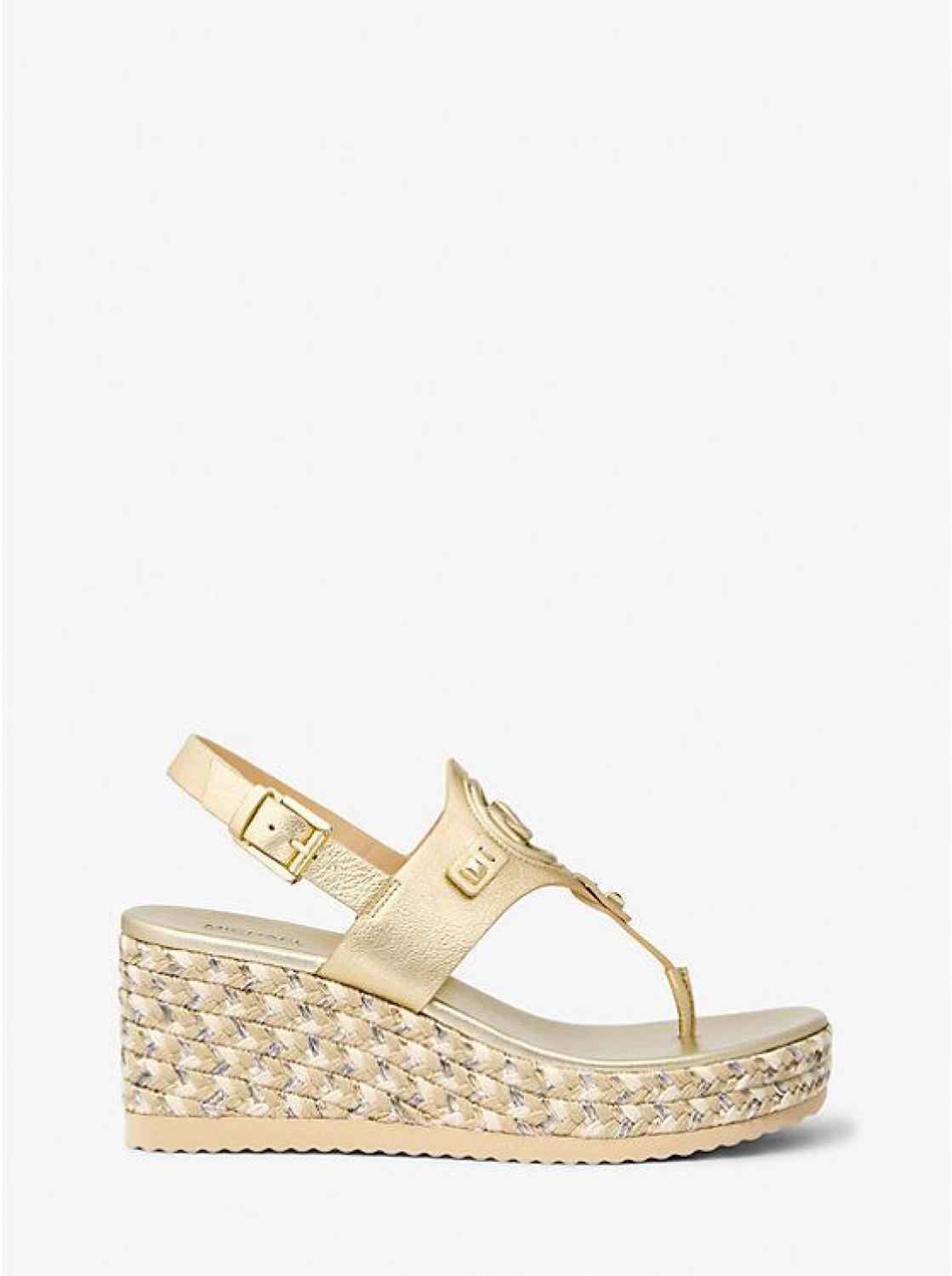 Aubrey Metallic Leather Wedge Sandal