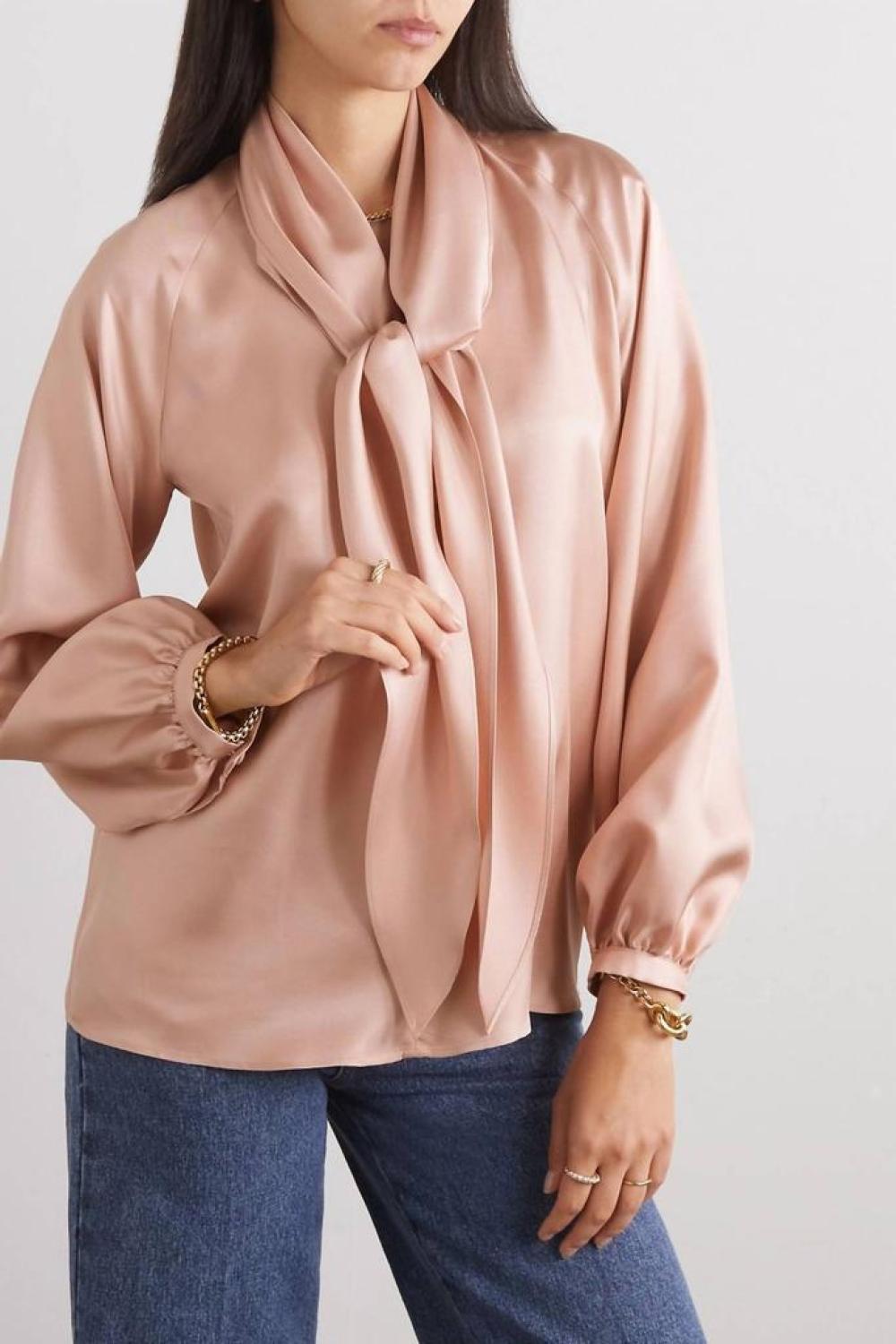 Albenga Silk Twill Blouse In Salmon